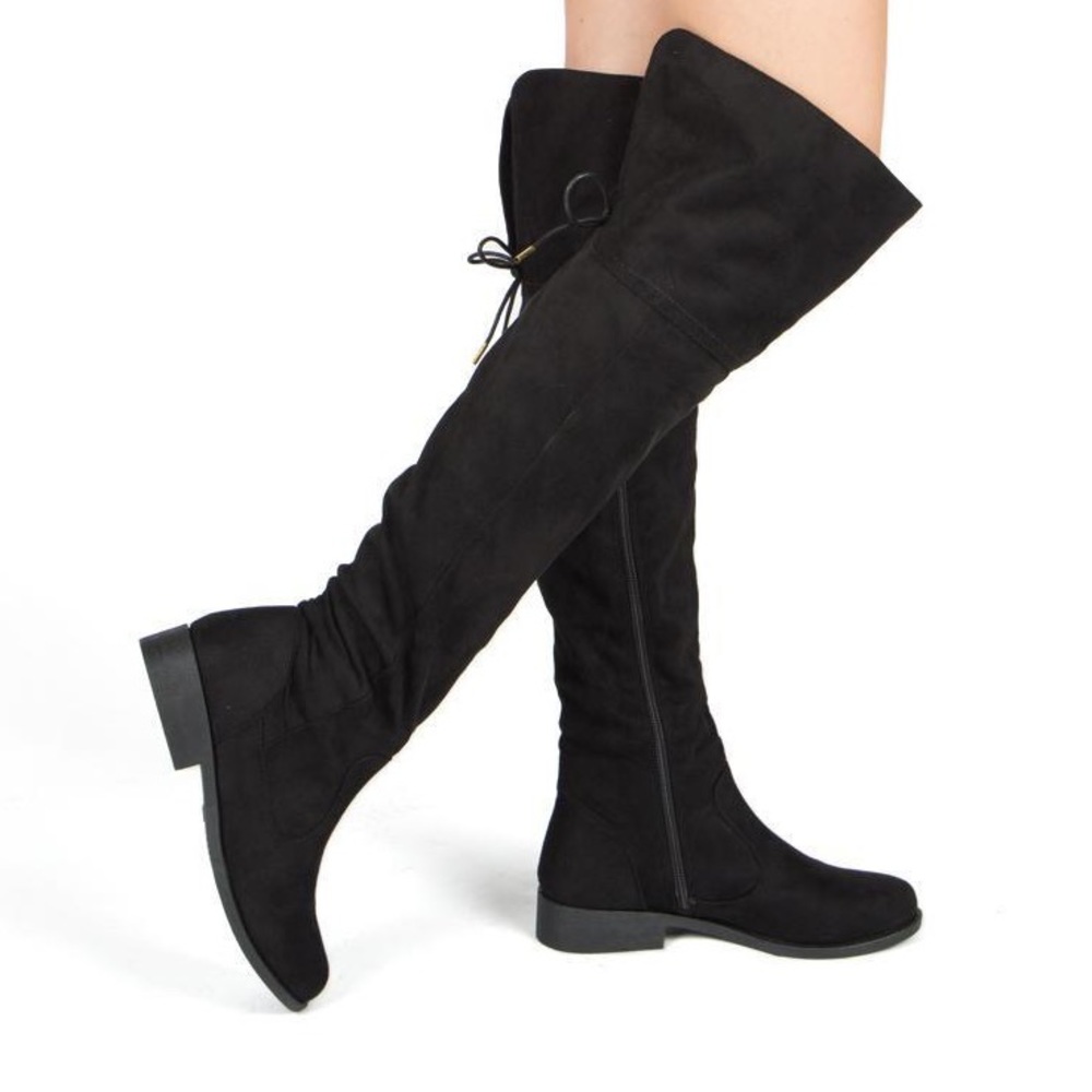 Faux suede knee high boots